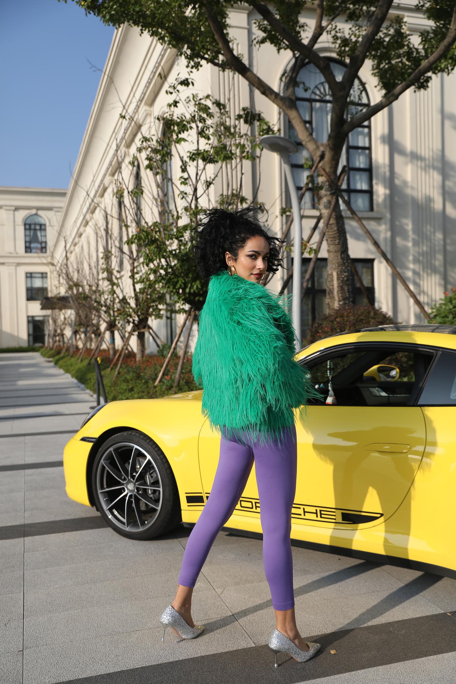 Eco Friendly Faux Fur Jacket Women's Chic Shawl Collar Tassel Faux Fur Outerwear Coat