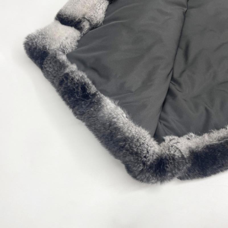 Men's Matching Color Large Fur Collar Rabbit Fur Coat