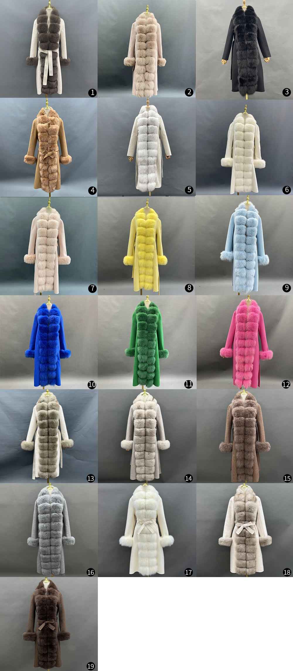 Luxury Cashmere Coat with Tiered Fox Fur Trim and Cuffed Sleeves