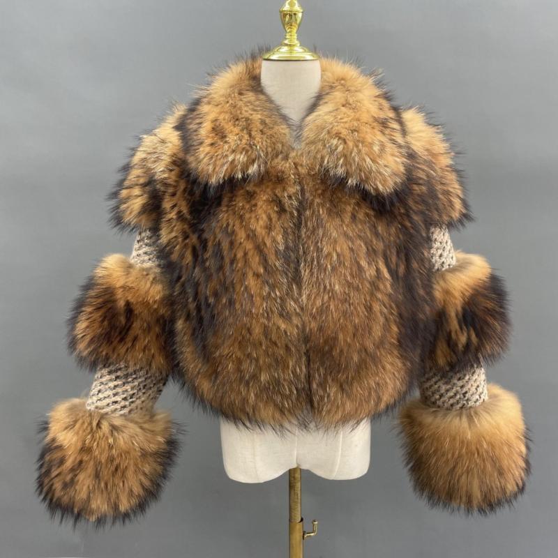 Warm Lady Luxury Fur New Fashion Winter Real Raccoon Fur Coats