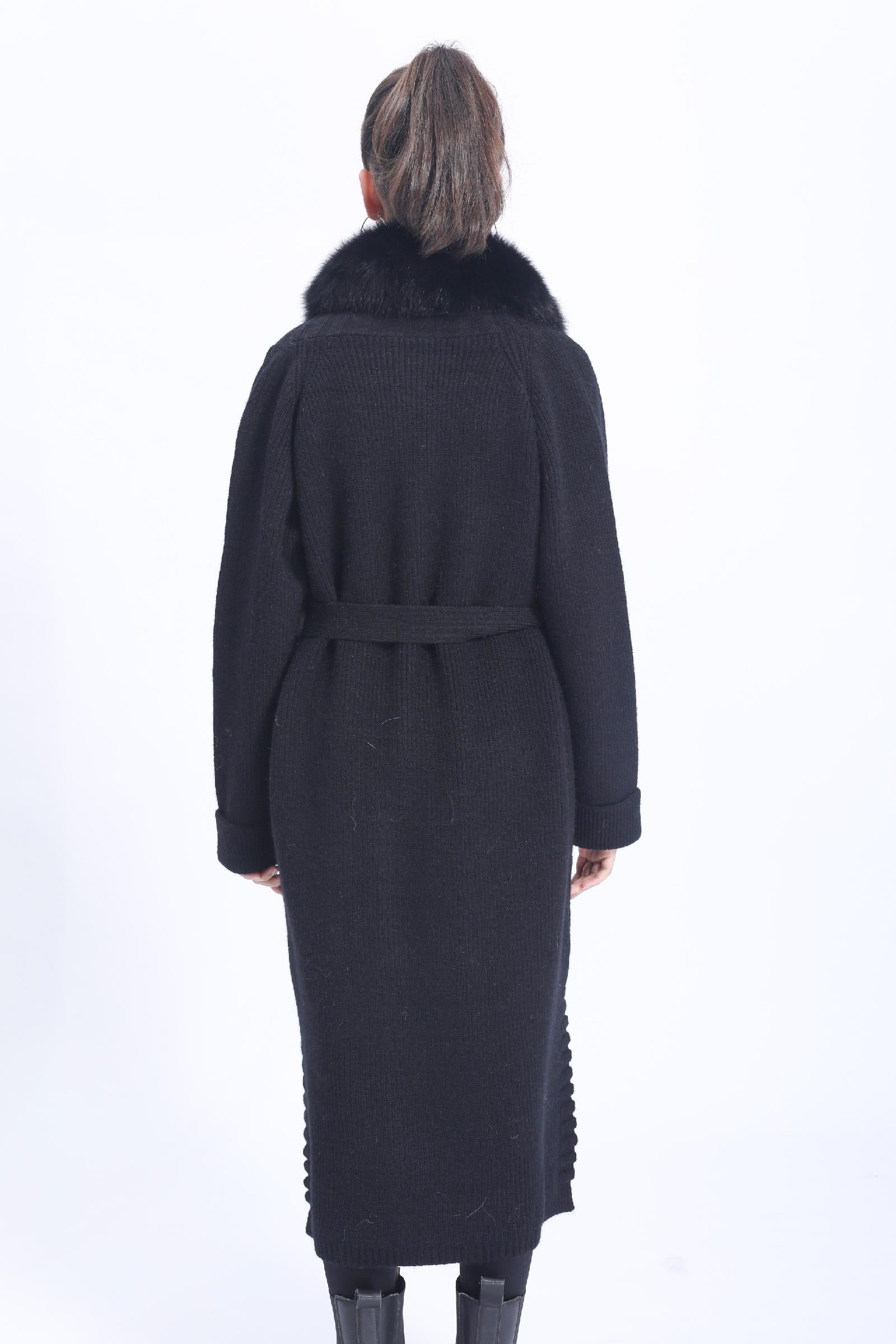 Ladies' Wide Lapel Belted Knitted Sweater Spring Knit Cardigan Long Outerwear