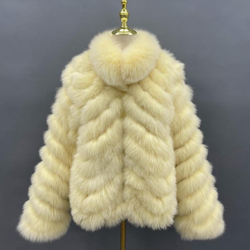 Winter Women Short Wear Two-Sided Real Fox Fur Coat Yellow Click chat with us
