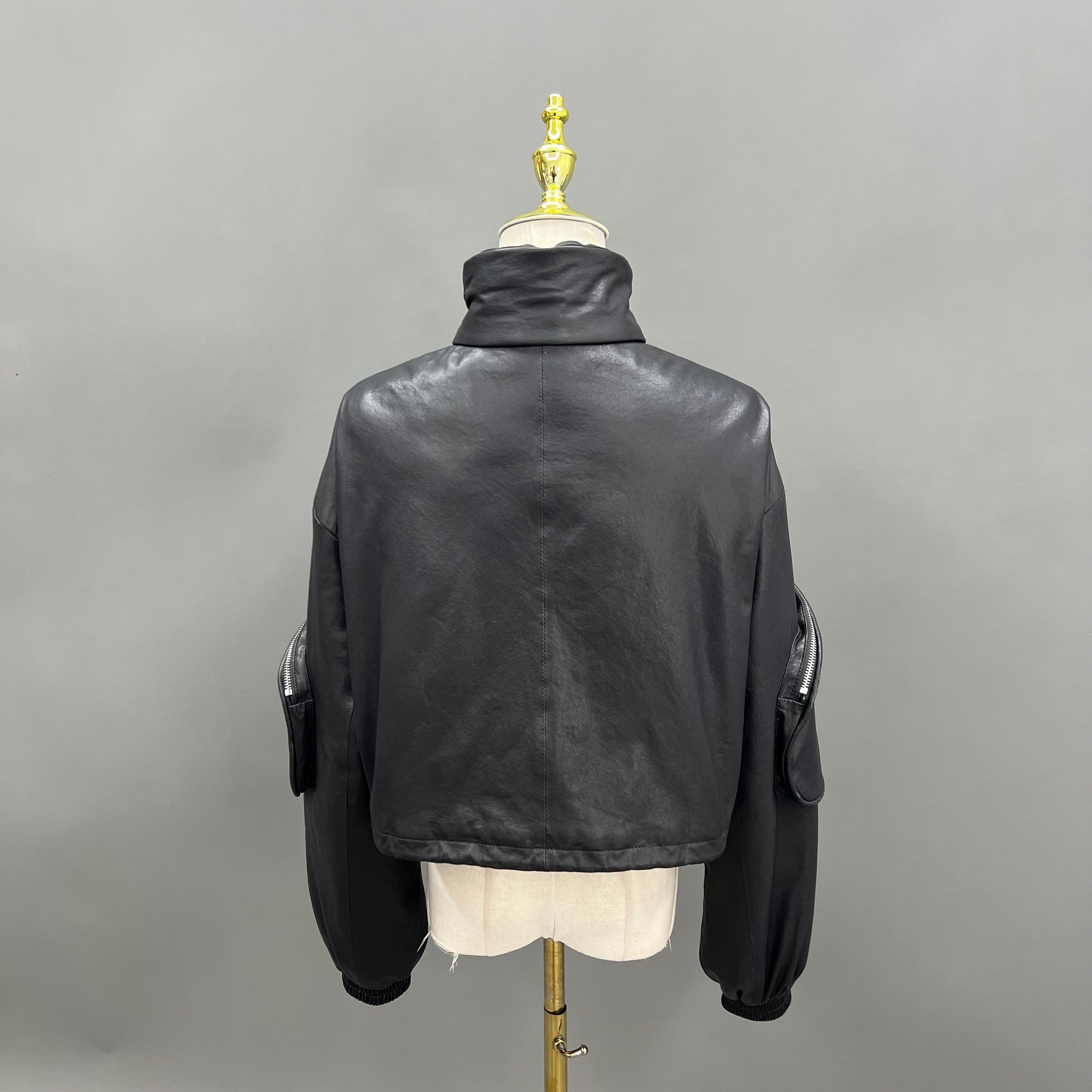 Stand-up Collar Cropped Utility-style Down Jacket