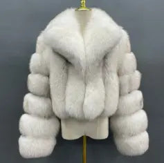 Winter Women's Luxury Fur Short Blue Fox Coat