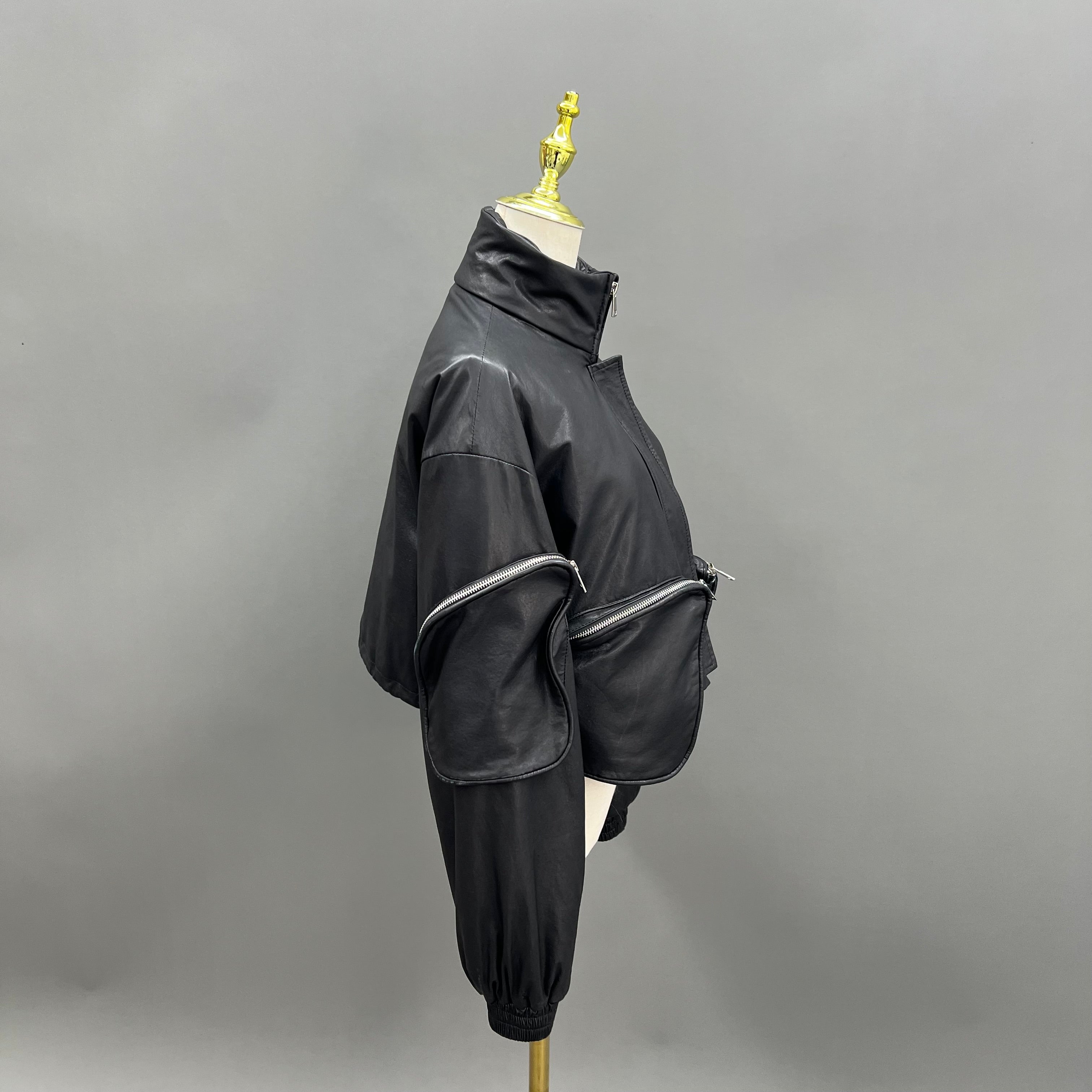 Stand-up Collar Cropped Utility-style Down Jacket