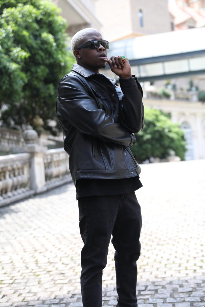 Men's Utility Leather Coat Made Of Bonded Sheepskin