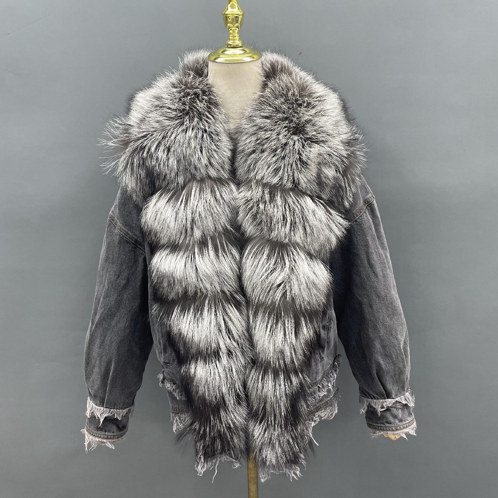 Women's Down Jacket With Real Large Fox Fur Collar Luxurious Coat For Winter Fluffy Jacket