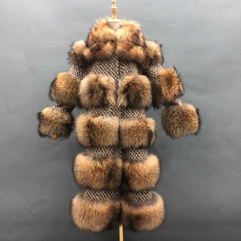 Factory Wholesale Real Fur Coats Luxury Women's Winter Raccoon Fur Clothing