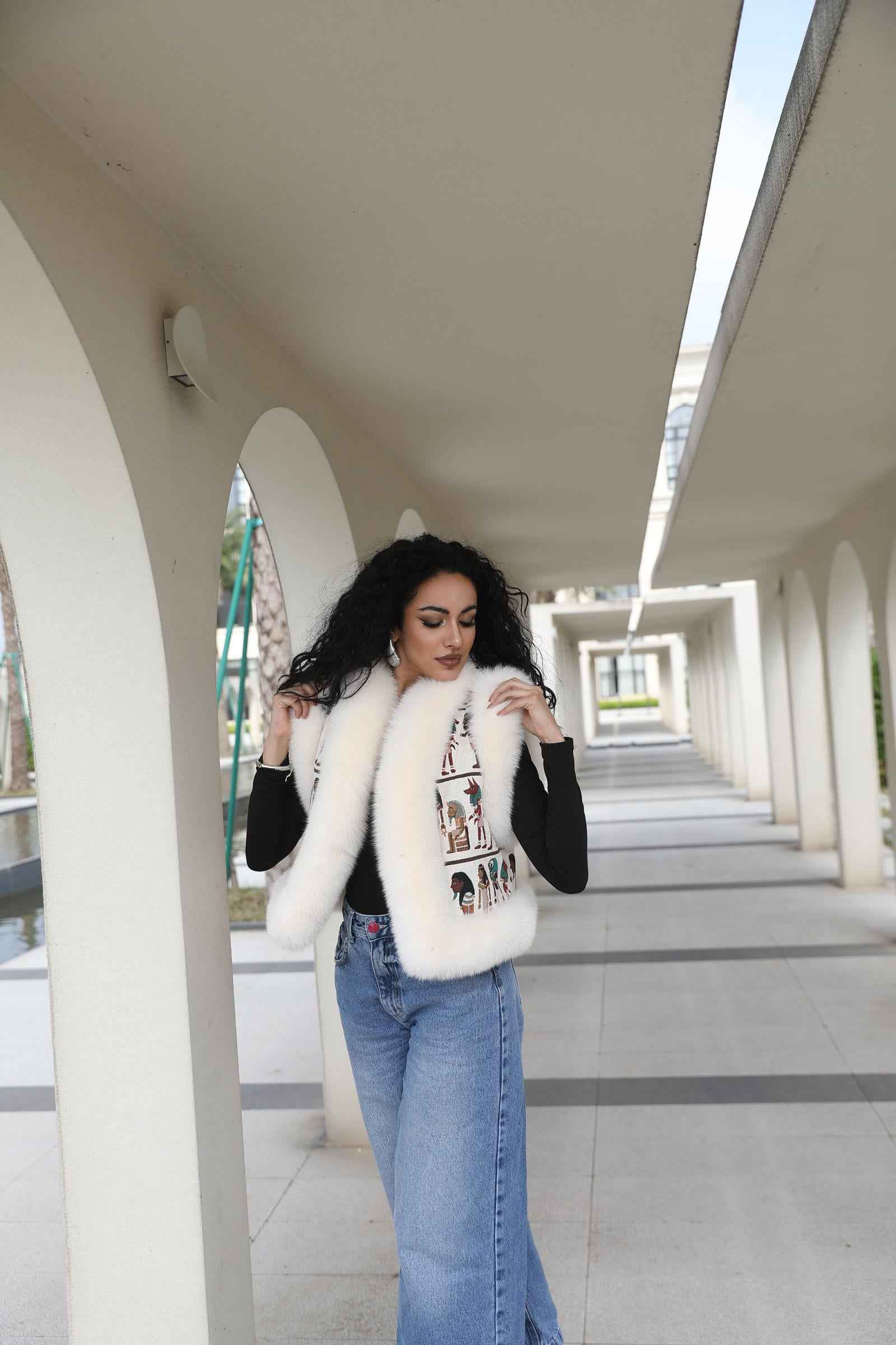 Fox Fur Vest Reversible Two-Sided Vest Women's Cute Vest