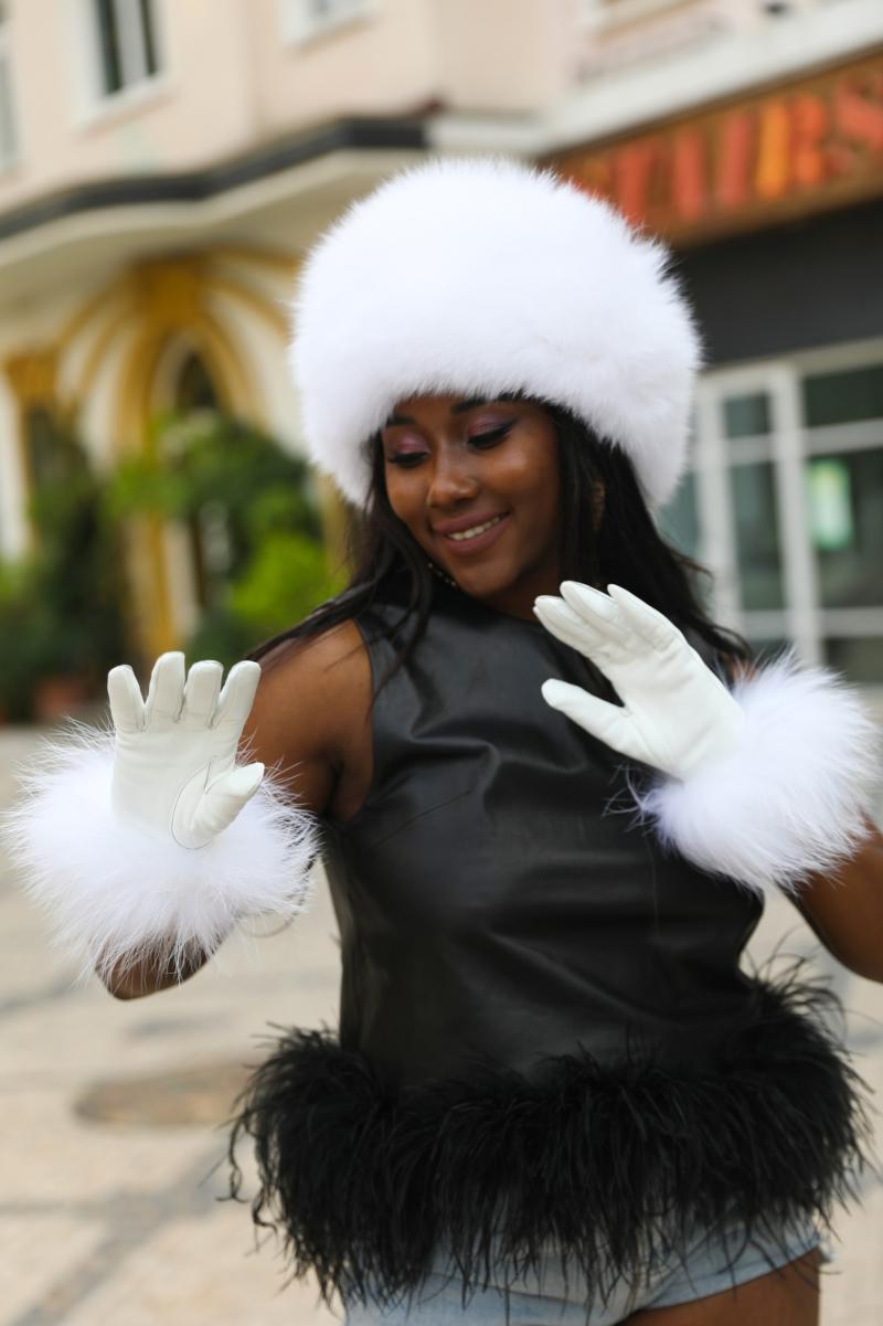 Janefur Raccoon Fur Leather Gloves Multi-color Available F 1