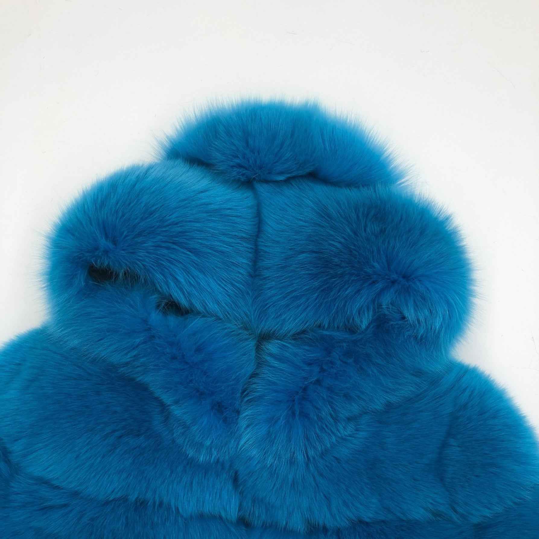 New Women's Winter Rainbow Fox Fur Hooded Coat