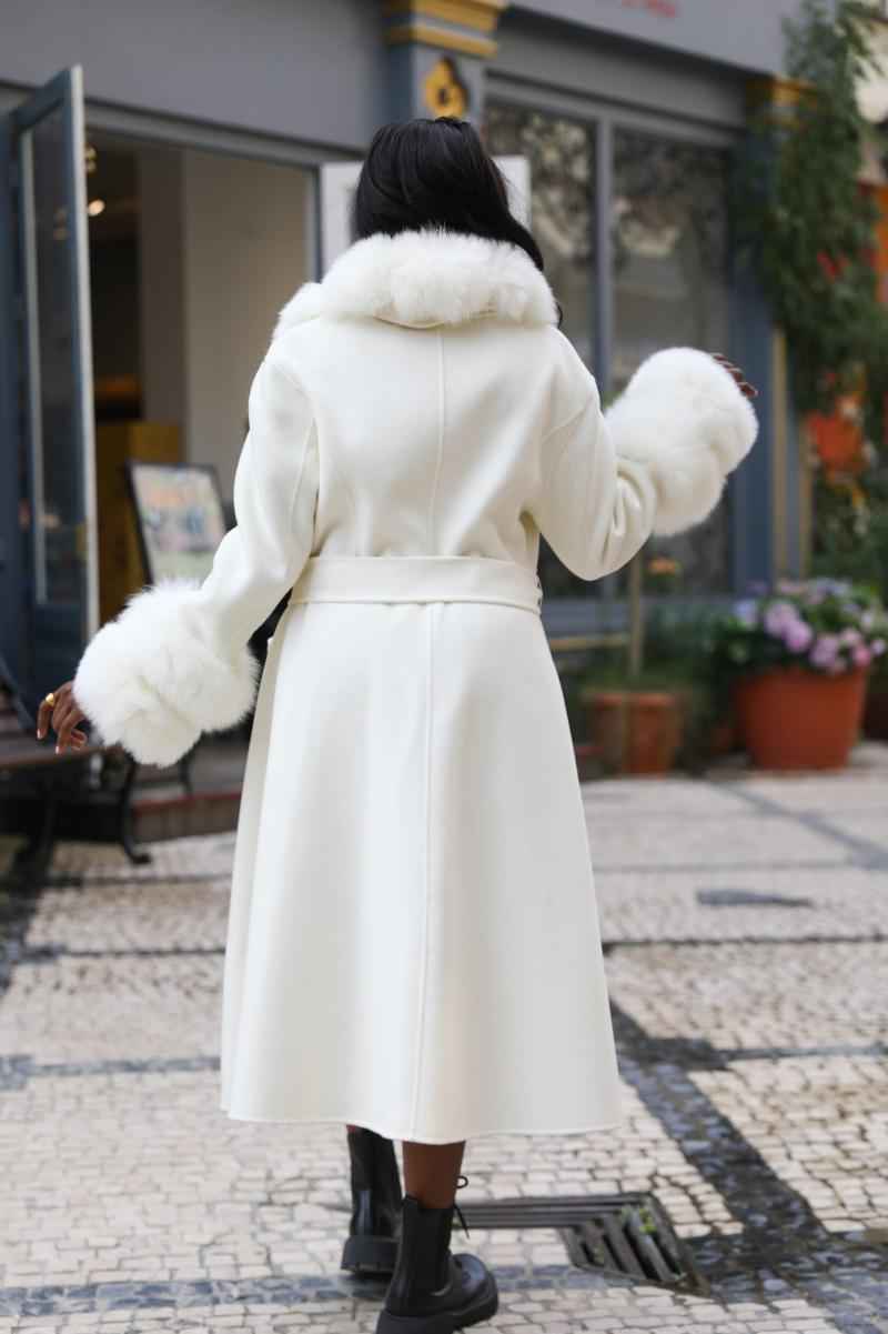 Large Skirt Hem Double-Sided Wool with Two-section Fur Cuffs