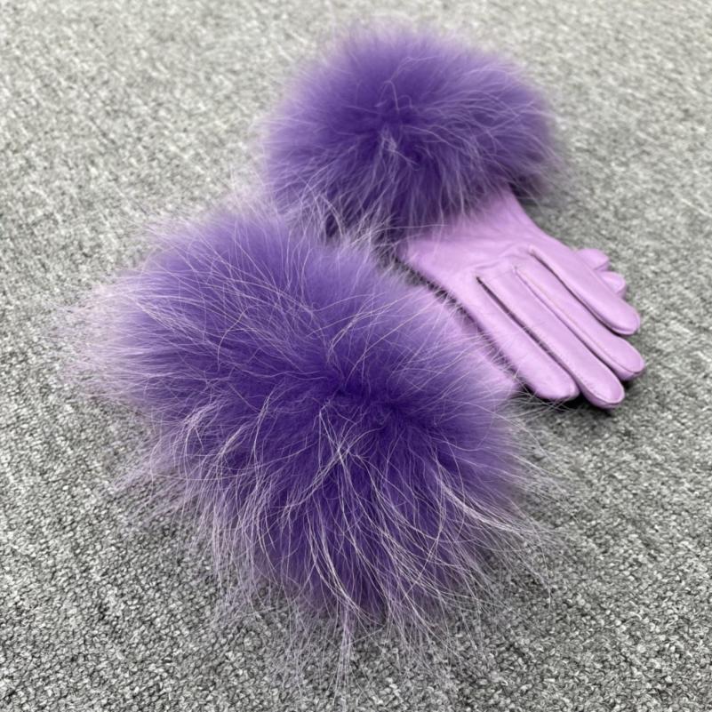 Janefur Raccoon Fur Leather Gloves Multi-color Available F 4