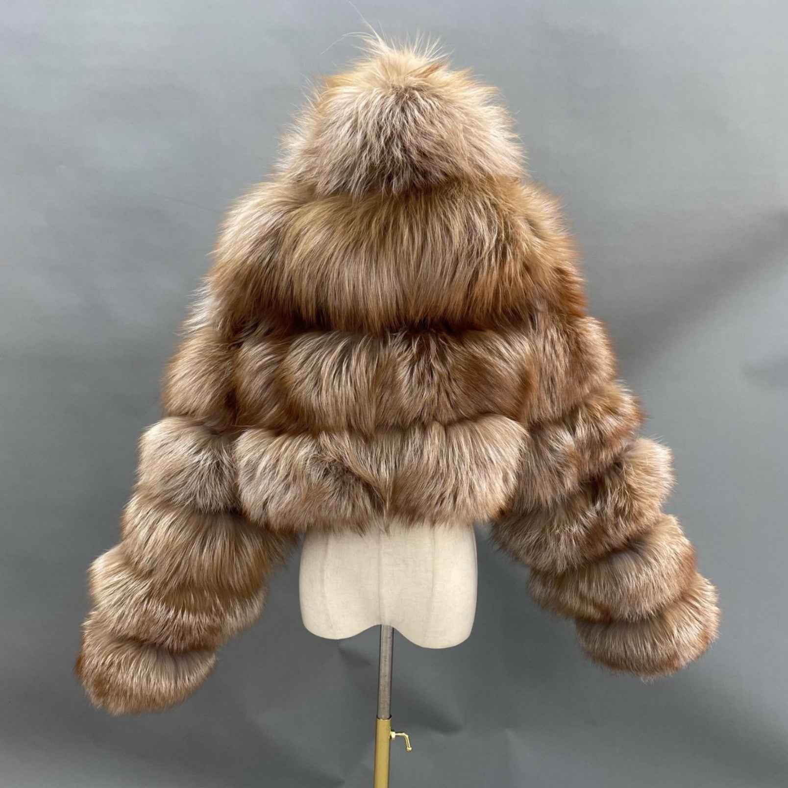 New Women's Winter Rainbow Fox Fur Hooded Coat