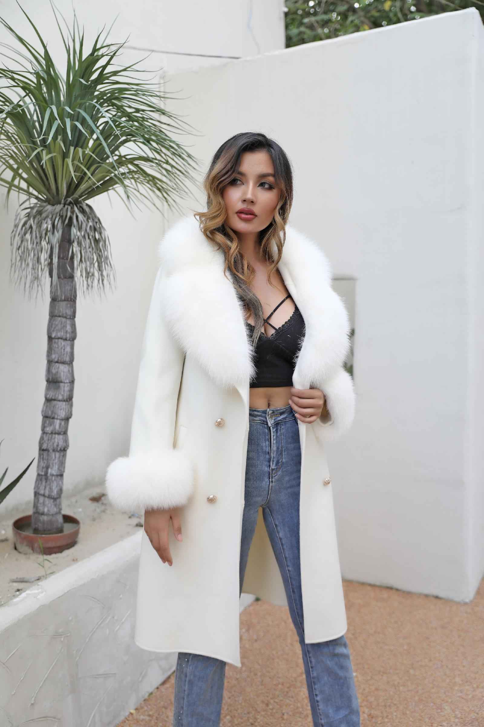 Suit Collar Double-faced Wool Fashion Coat Women's Long Cashmere Coat