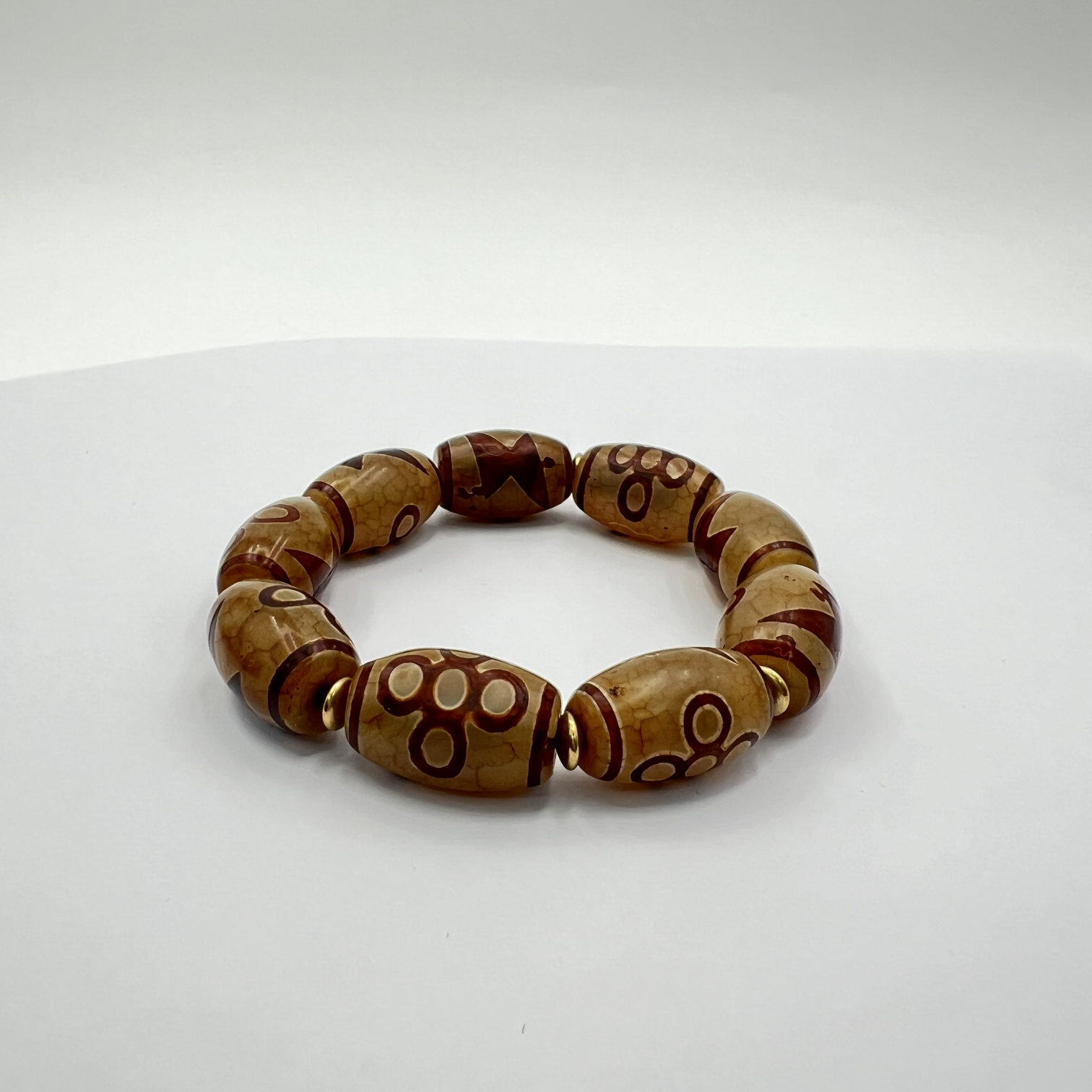 Tibetan Agate Fire Offering 1-9 Eye Single-Strand Prayer Beads Ethnic Style Bracelet F Bracelet-perimeter 25cm