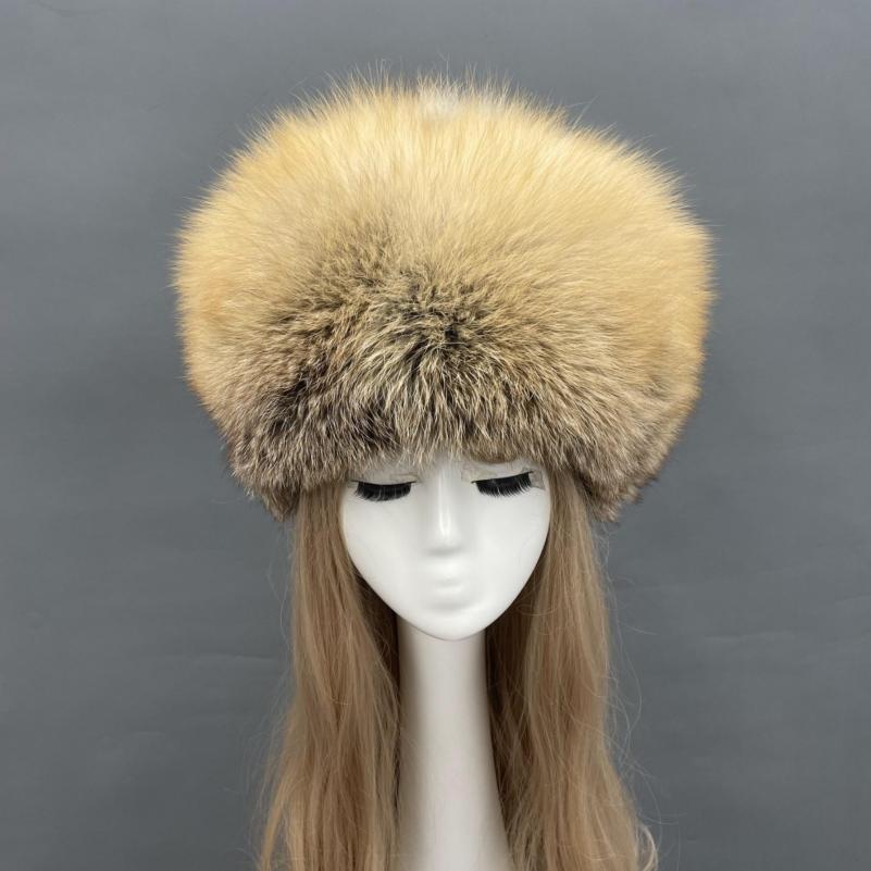 Janefur Russian-style Tail Hat with Fox Fur Golden Island Fox F