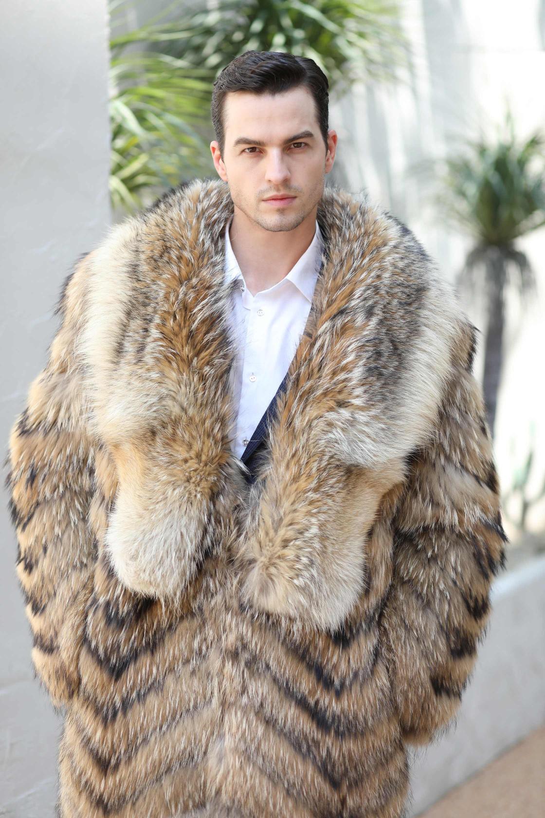 Big Wolf Fur Collar Luxury Winter Natural Raccoon Fur Long Coat