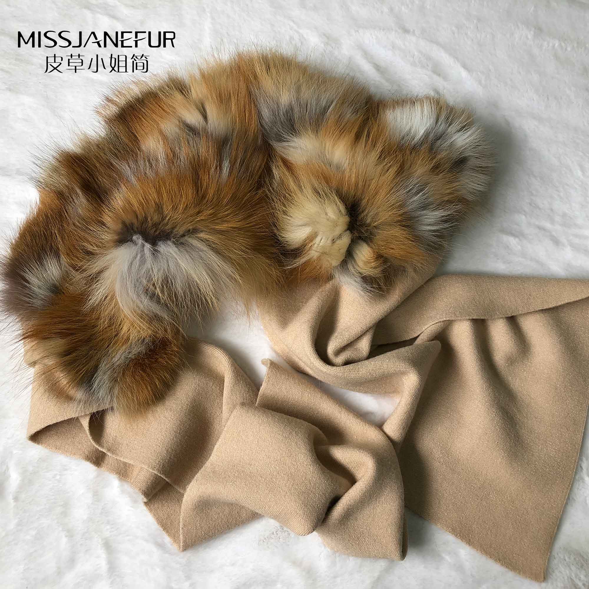 Missjanefur Women Fashion Fur Shawls Wool Cashmere Scarf
