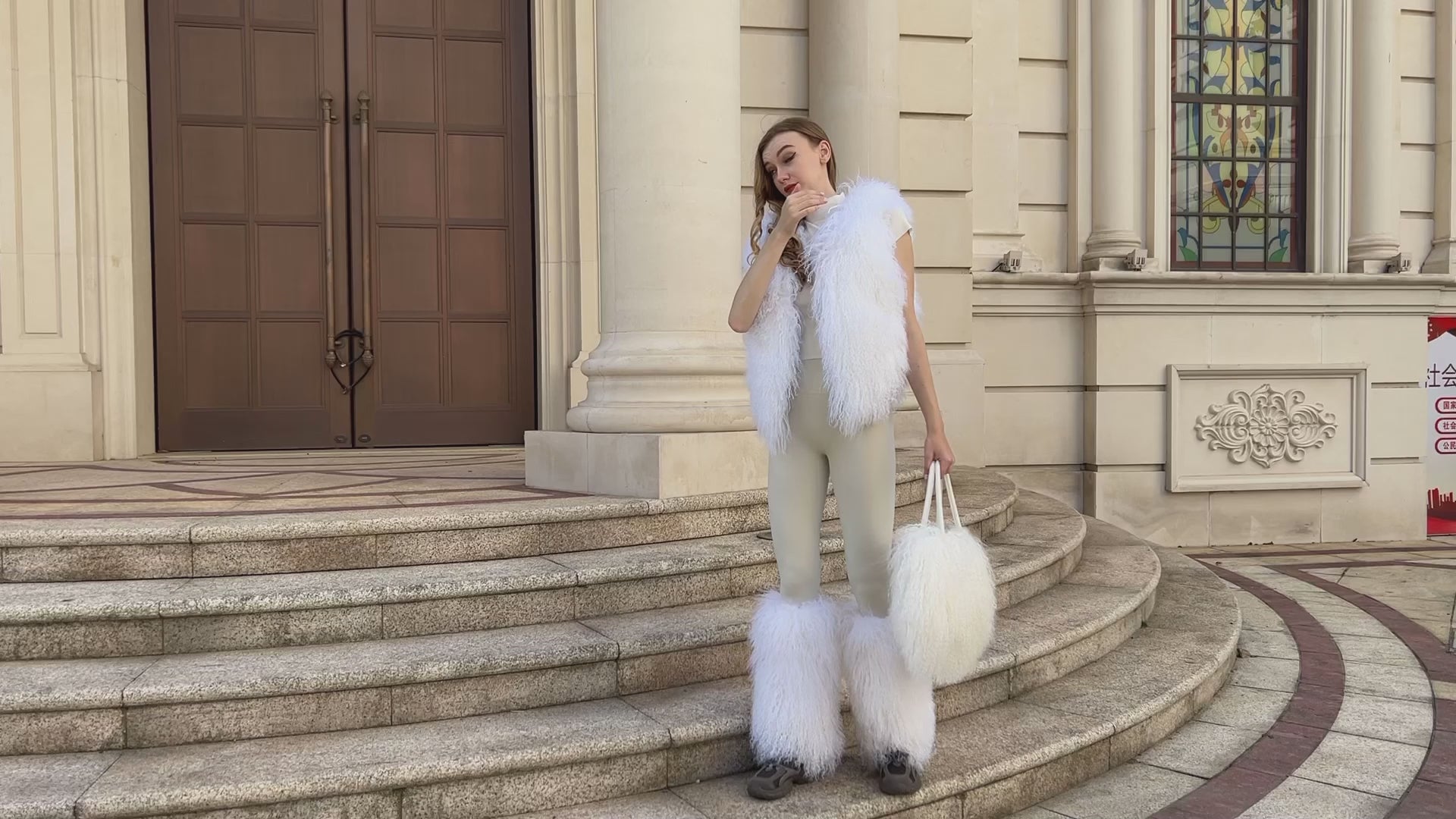 Multicolor Lamb Fur Shoulder Bag