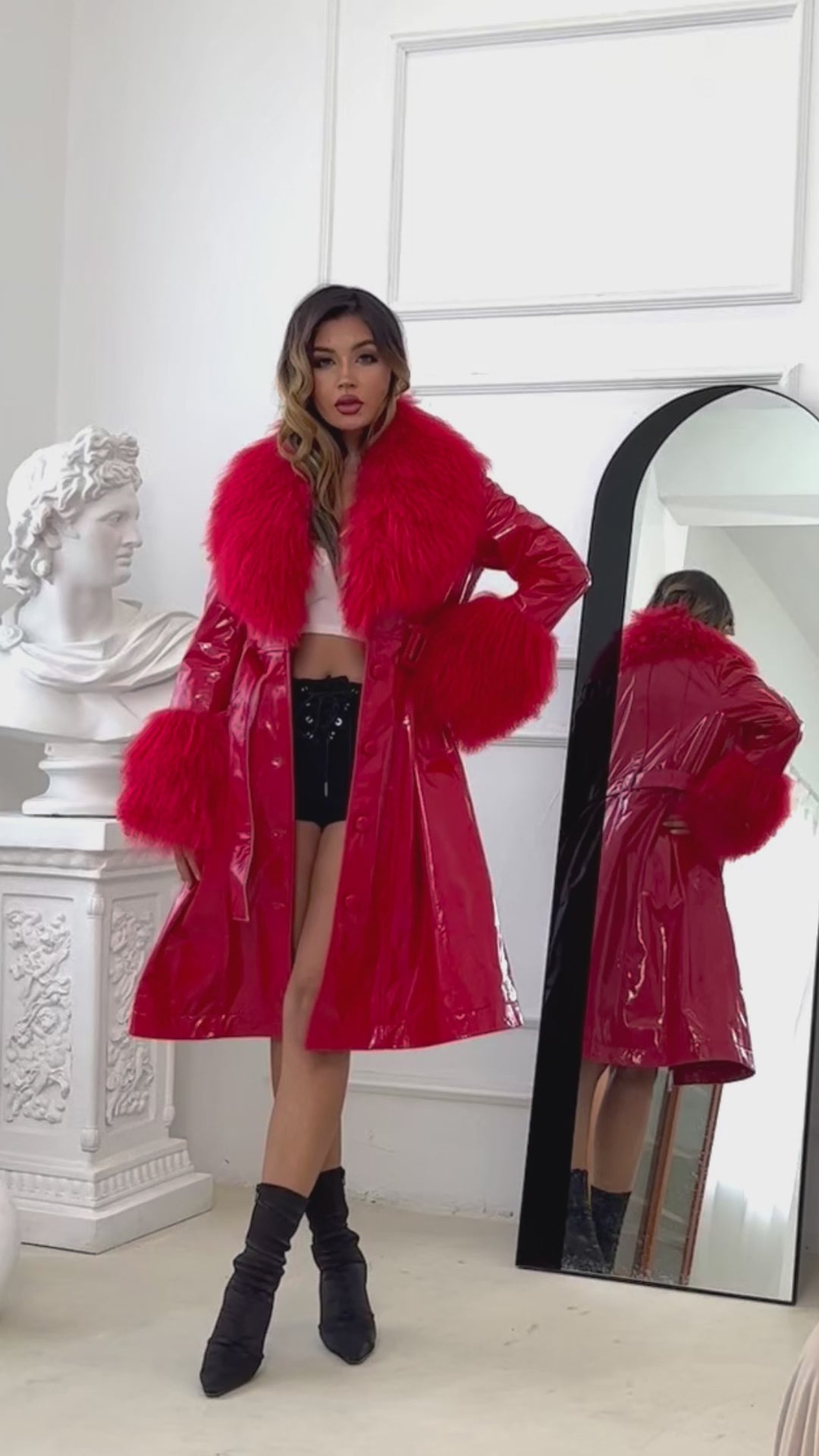 Over The Knee Real Sheepskin Coat Casual Windbreaker Women Trench Leather Coat