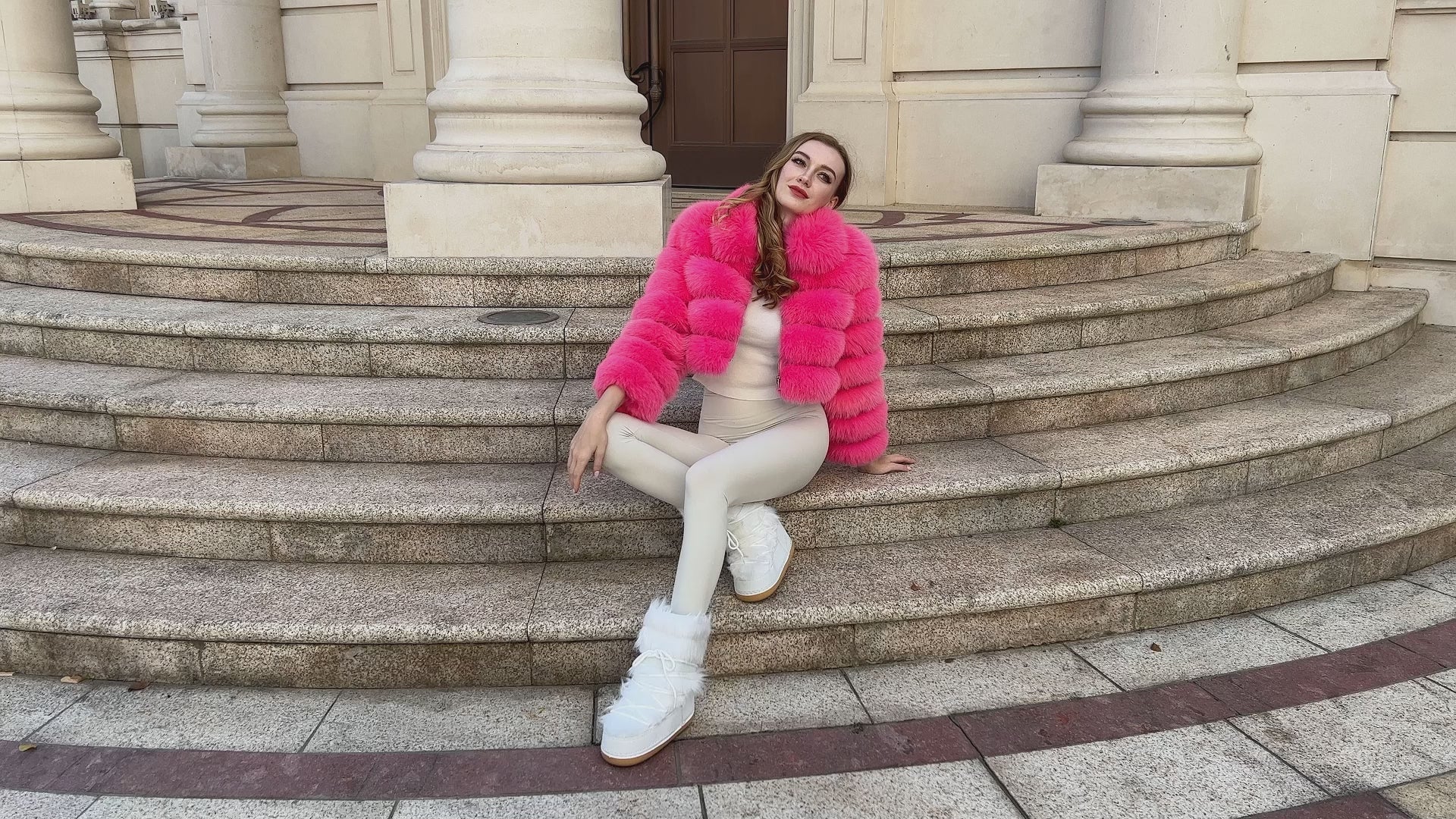 Women's Five Sections Zipper Fox Fur Coat Winter Coat