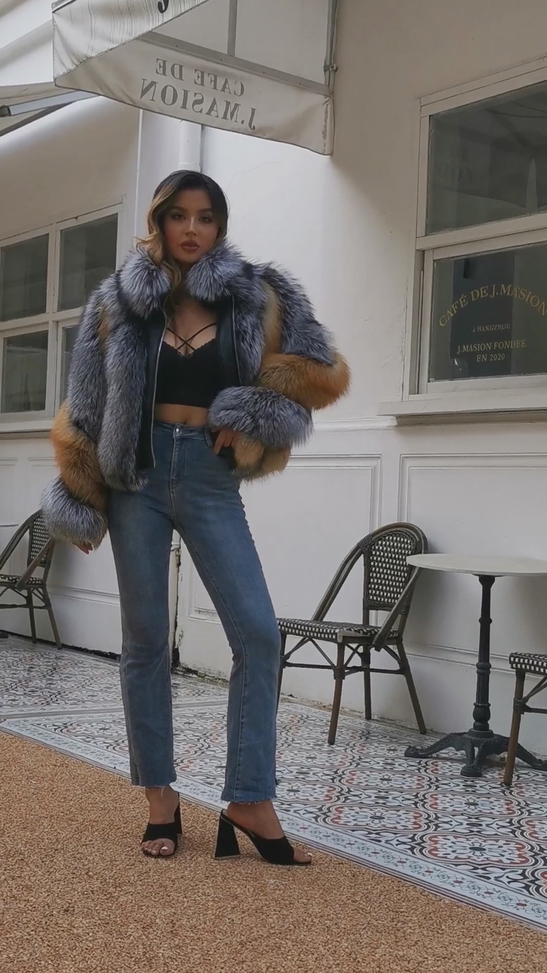 Red Fox Silver Fox Mock Neck Zipper Winter Women's Clothing