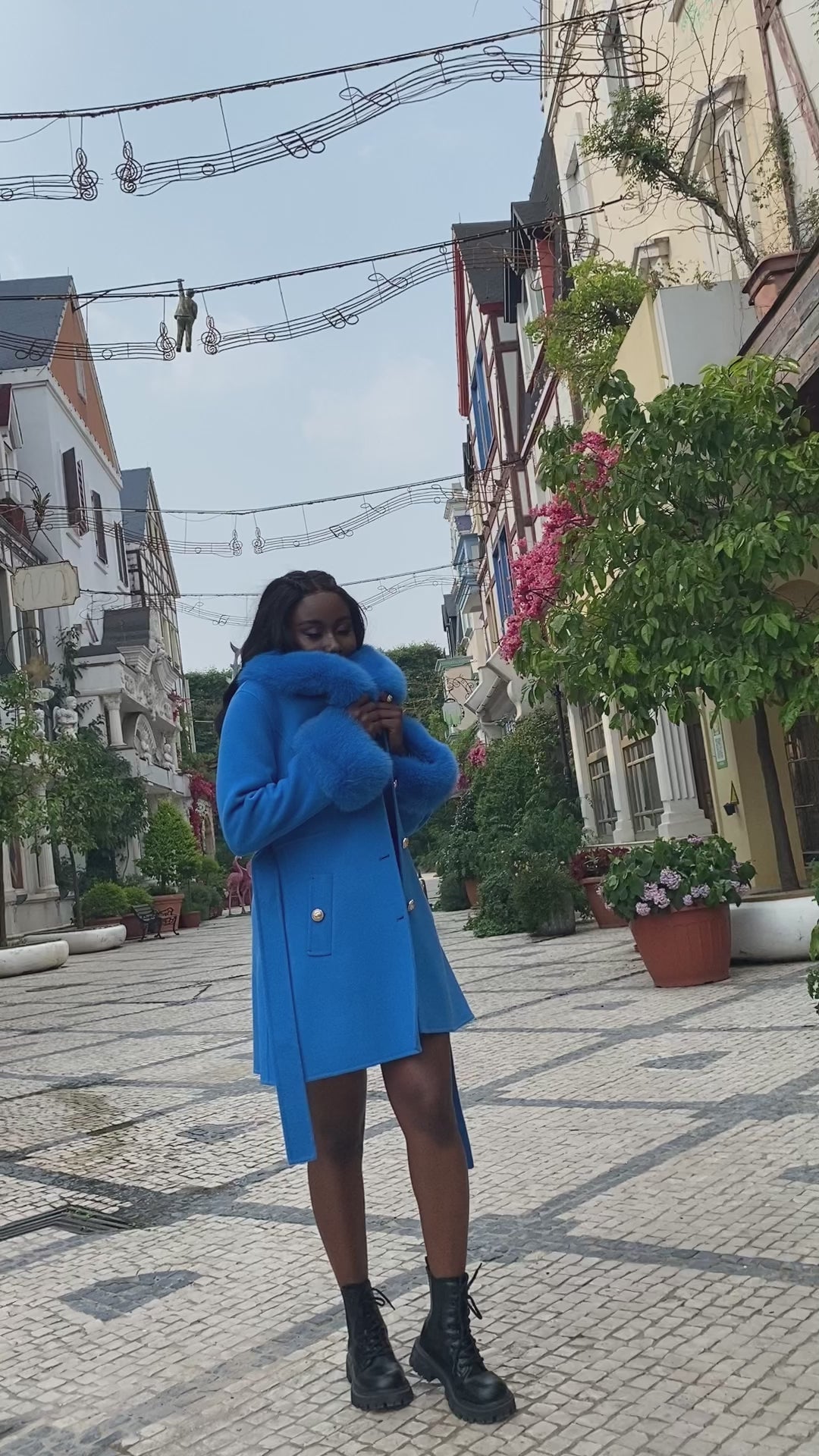 Single Breasted Lace-up Cashmere Coat