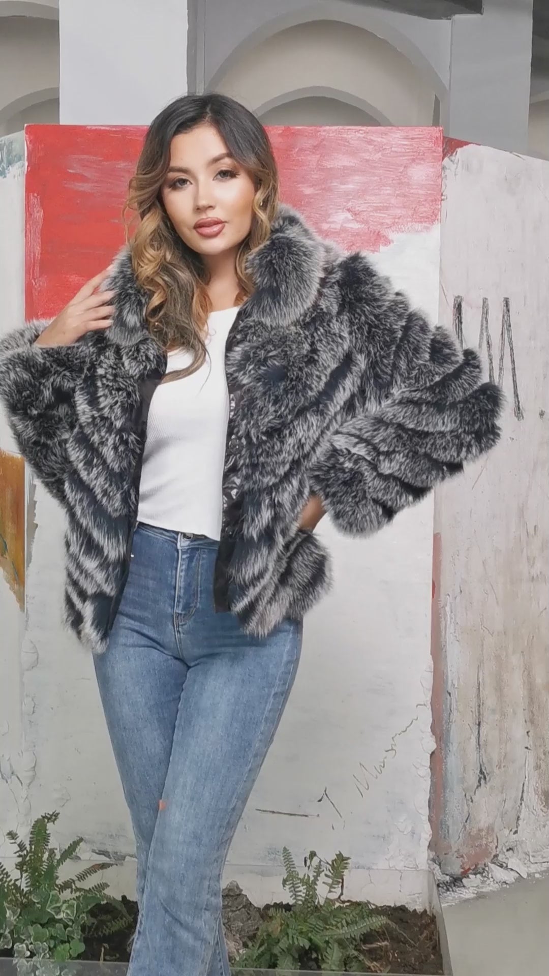 Detachable Collar Two-sided Real Fox Fur Winter Women's Short Coat