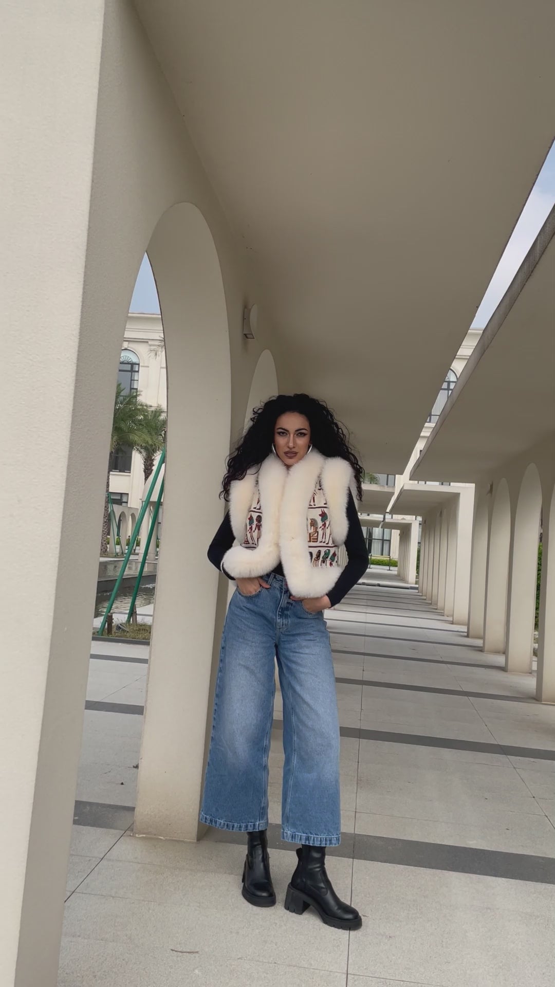 Fox Fur Vest Reversible Two-Sided Vest Women's Cute Vest