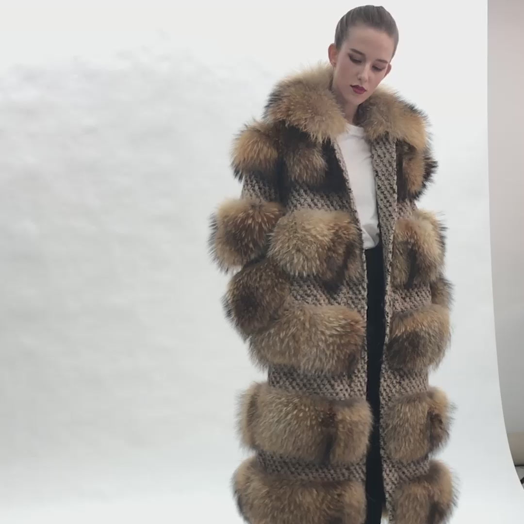 Factory Wholesale Real Fur Coats Luxury Women's Winter Raccoon Fur Clothing
