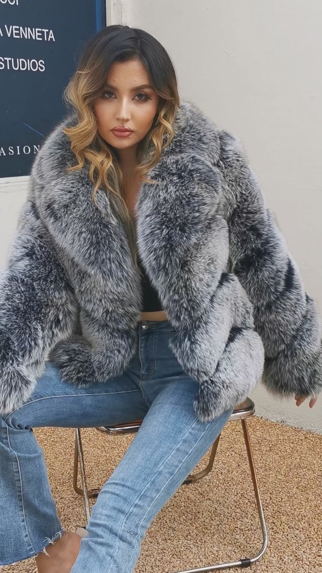 Winter Women's Suit Collar Real Fox Fur Casual Coat