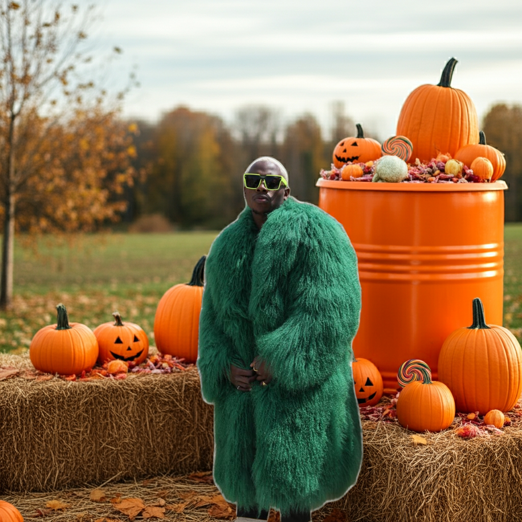 100cm Green Collar Trench Coat Made of Merino Wool