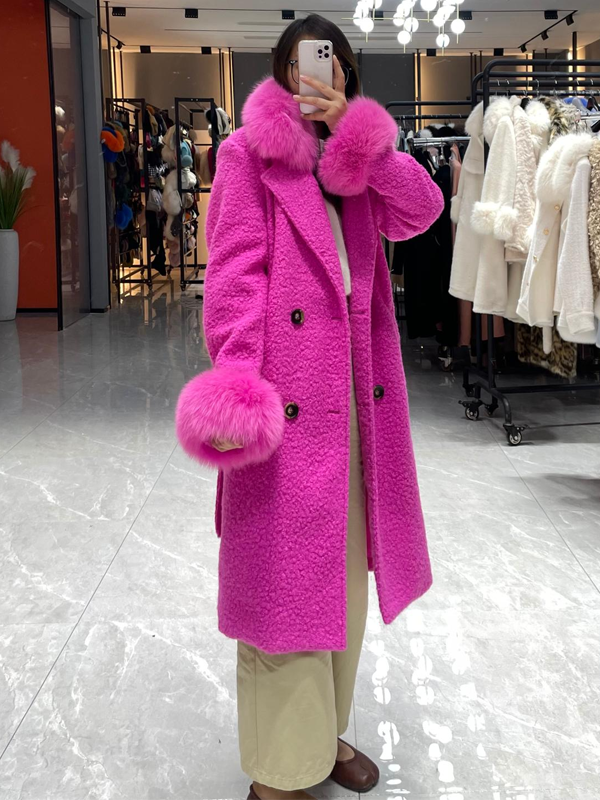 Circle Fleece Coat for Women Classic Fashion Small Square - Collar Jacket - Janefur