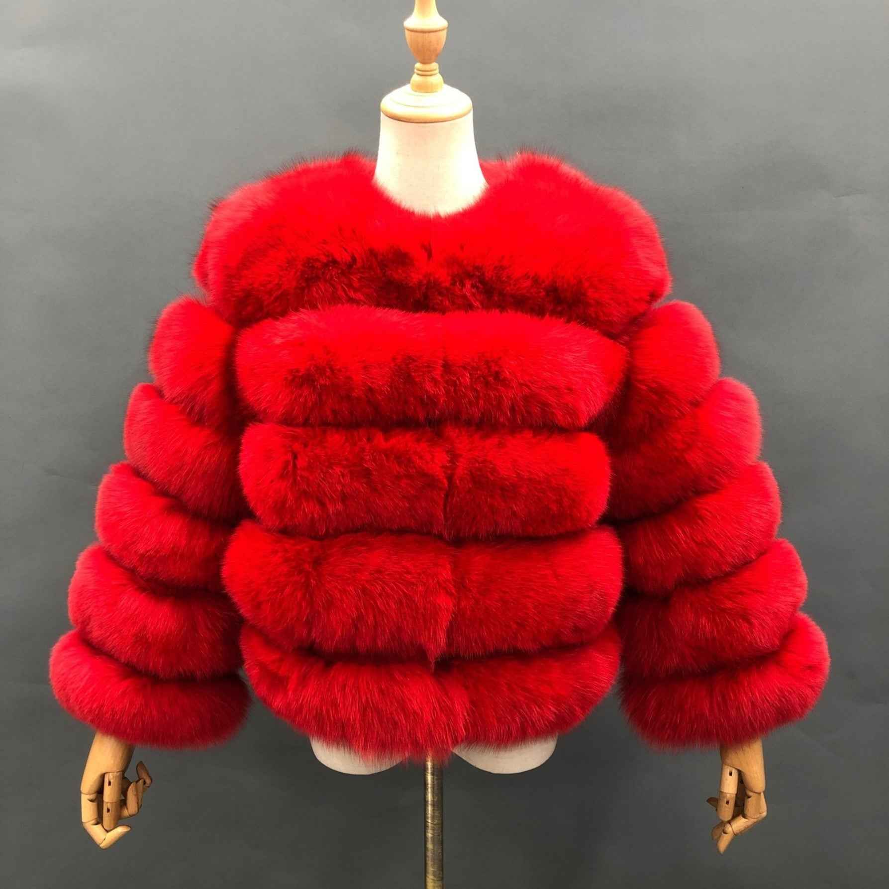 Women's Winter Five Sections Basic Fox Fur Coat - Janefur