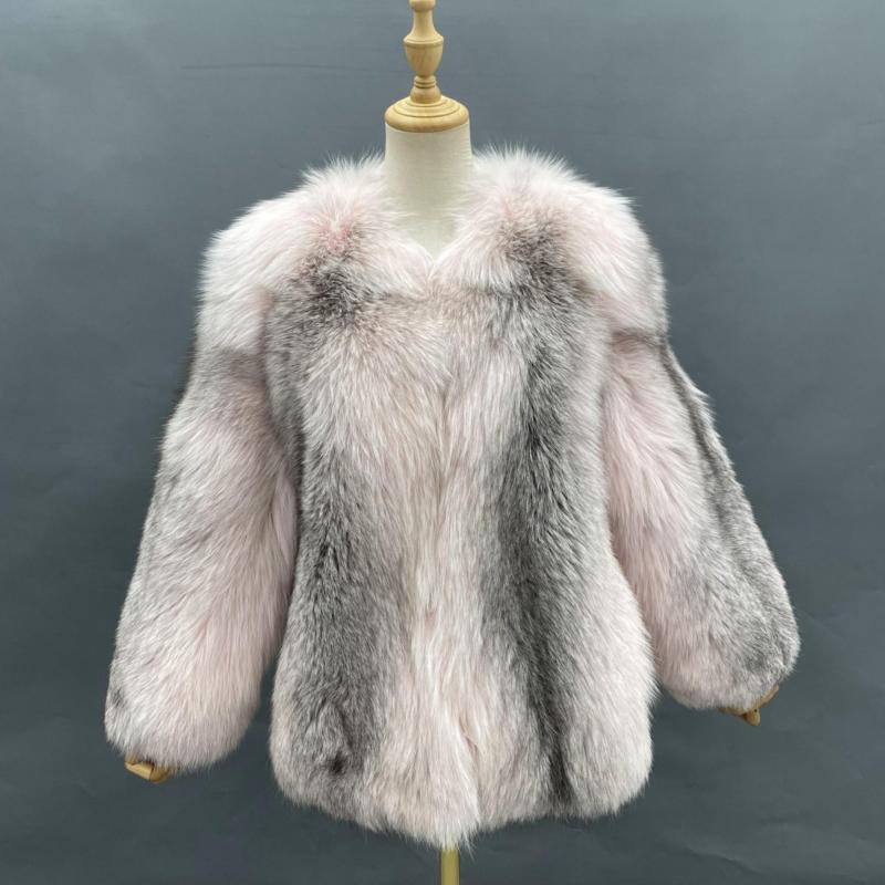 Fashion Design Fox Fur Jacket Outdoor Street Casual Women's Coat - Janefur