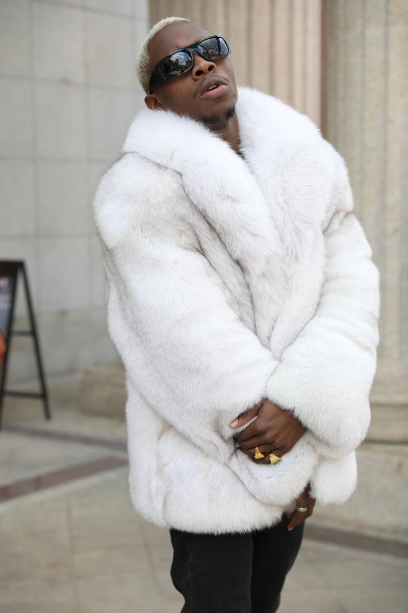 Winter Loose Plus Size Blue Fox Fur Coat For Men - Janefur