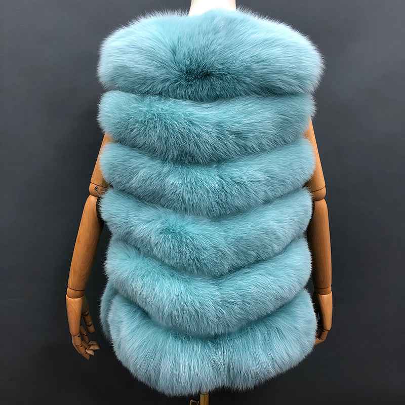 Fashion Women's Comfortable Fluffy Fox Fur Vest Solid Color - Janefur