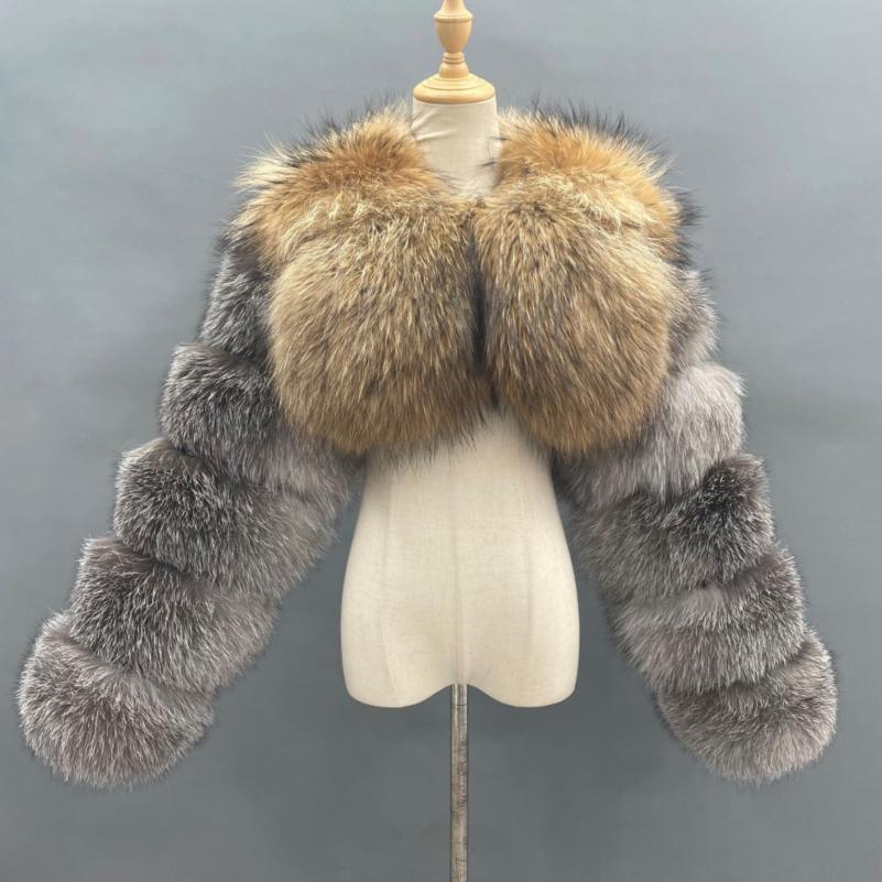 New Design Short Women's Real Fur Vest With Long Sleeves - Janefur