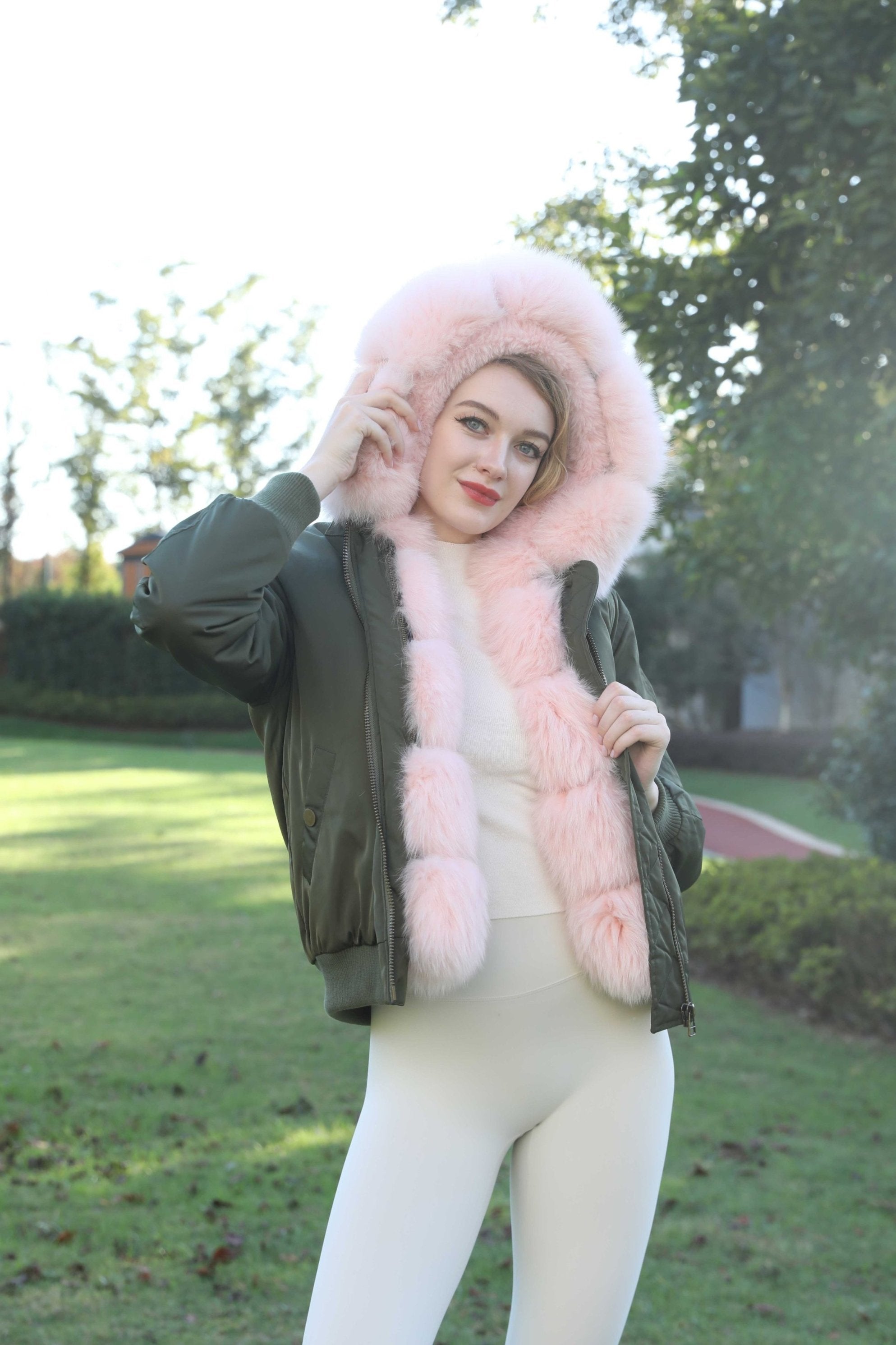 Women's New Autumn and Winter Fashion Fox Fur Placket Parka - Janefur