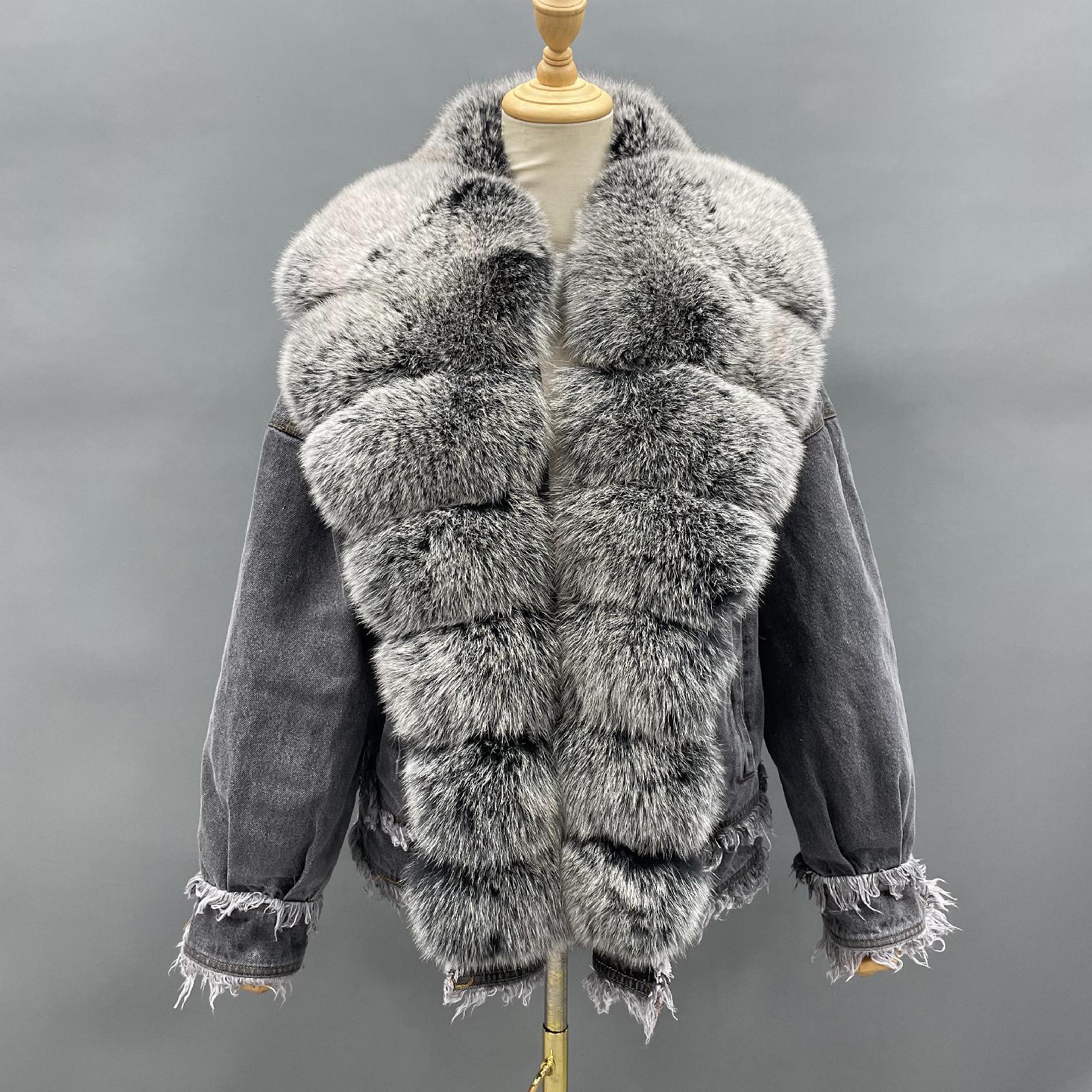Women's Down Jacket With Real Large Fox Fur Collar Luxurious Coat For Winter Fluffy Jacket - Janefur
