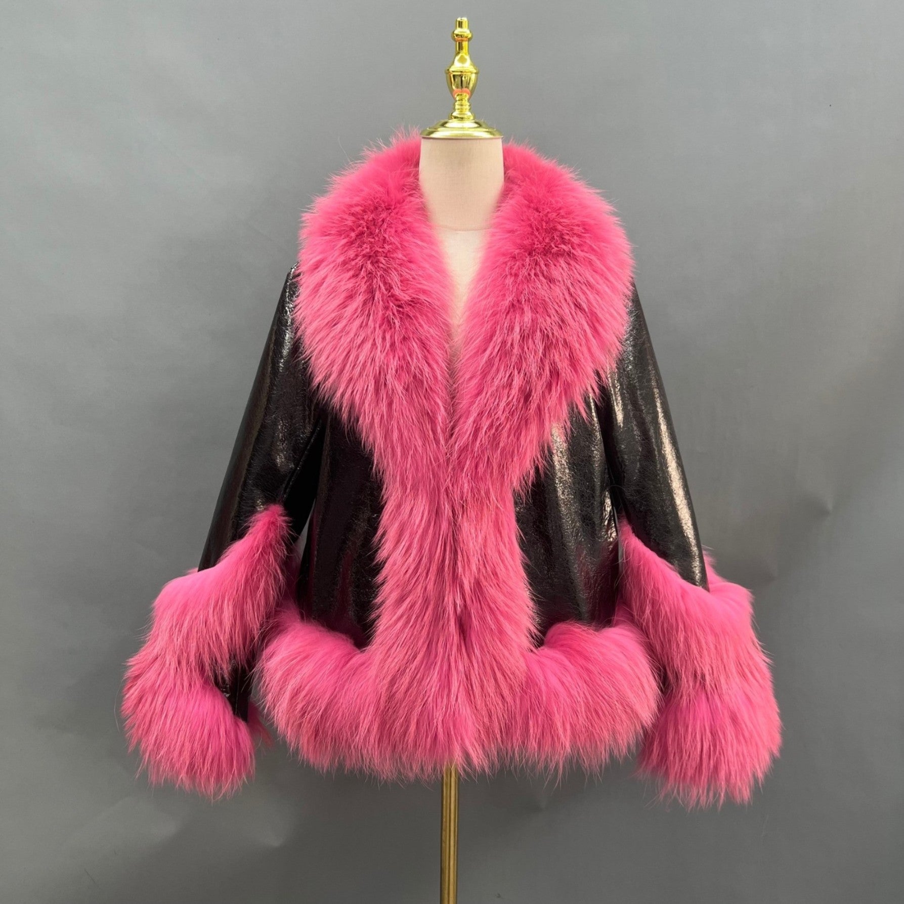 Women's shiny raccoon fur lapel down liner coat - Janefur