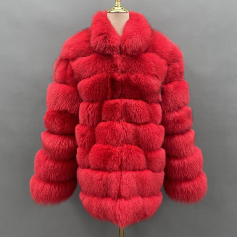 Men's Winter Fashion Warm Stand-up Collar Real Blue Fox Fur Coat - Janefur
