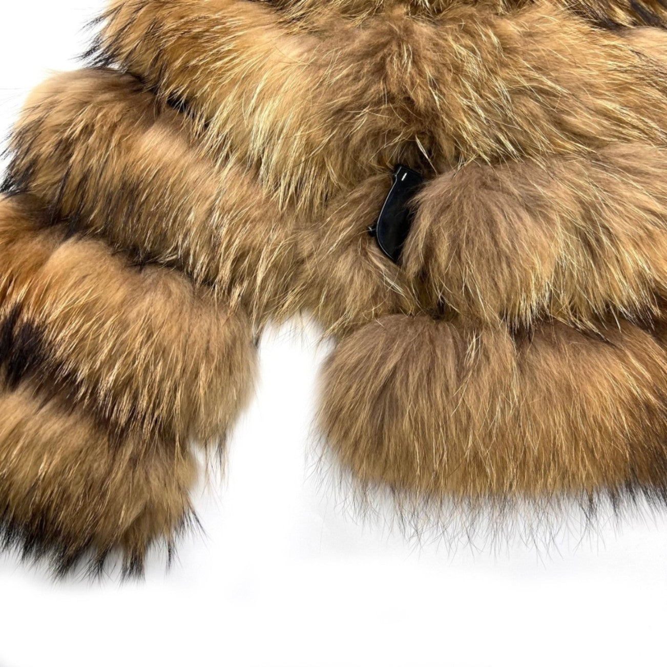 2023 New 5 Section Horizontal Stripe Short Raccoon Fur Coat - Janefur