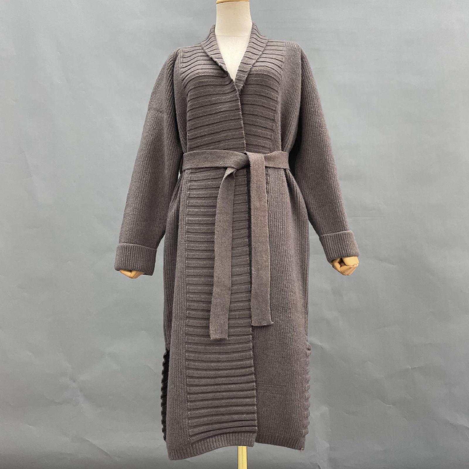 Ladies' Wide Lapel Belted Knitted Sweater Spring Knit Cardigan Long Outerwear - Janefur