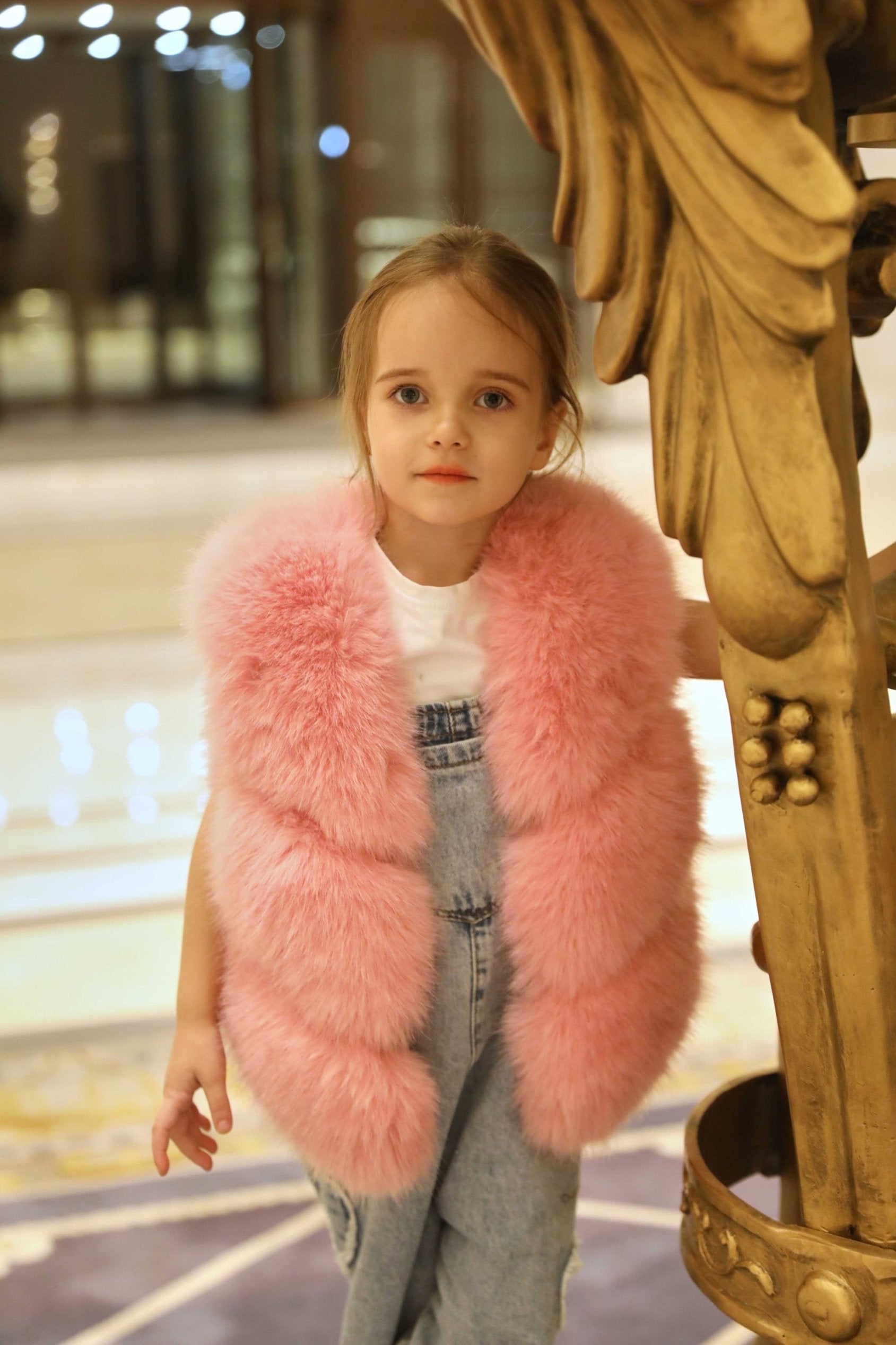 Pink Eco-friendly Fur Fake Fur Kids Vest - Janefur