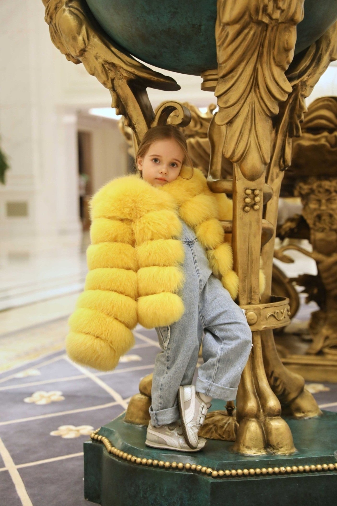 New Children's Winter Five Section Fox Fur Coat Windproof and Warm Parent-Child Model Coat - Janefur