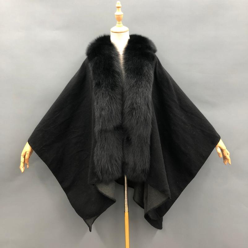 Red Fox Blue Fox Placket Fur Shawl - Janefur