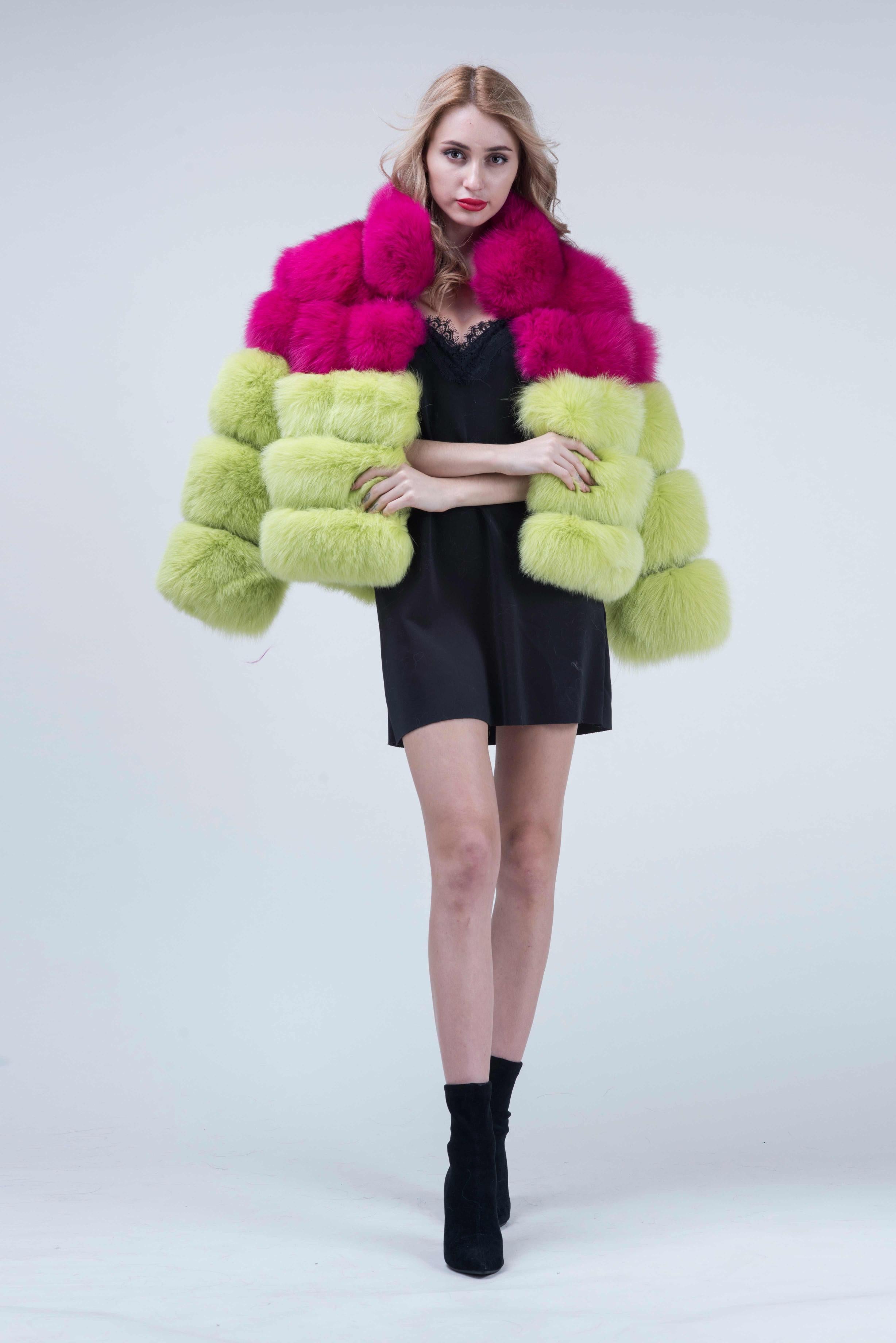 Winter Super Popular Wholesale Fluffy Fox Fur Short Women's Coat - Janefur