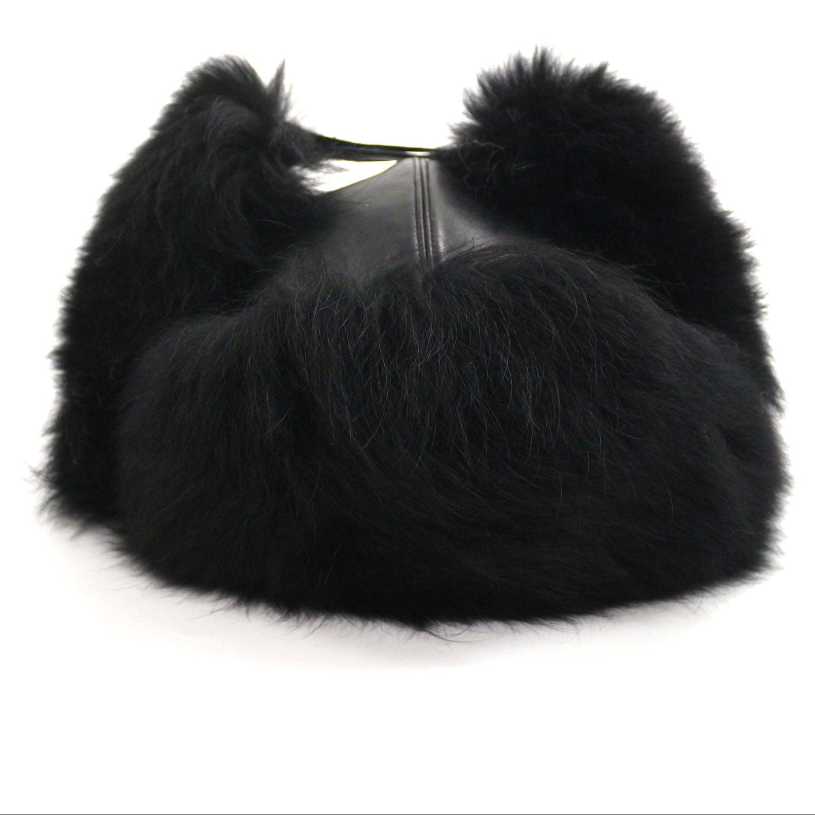 Janefur Warm Fox Fur Hats with Buckle Design Black